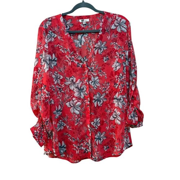 2/$30 KUT from the Kloth Blouse Womens Large Floral Button Up Long Sleeve Shirt - Picture 1 of 8